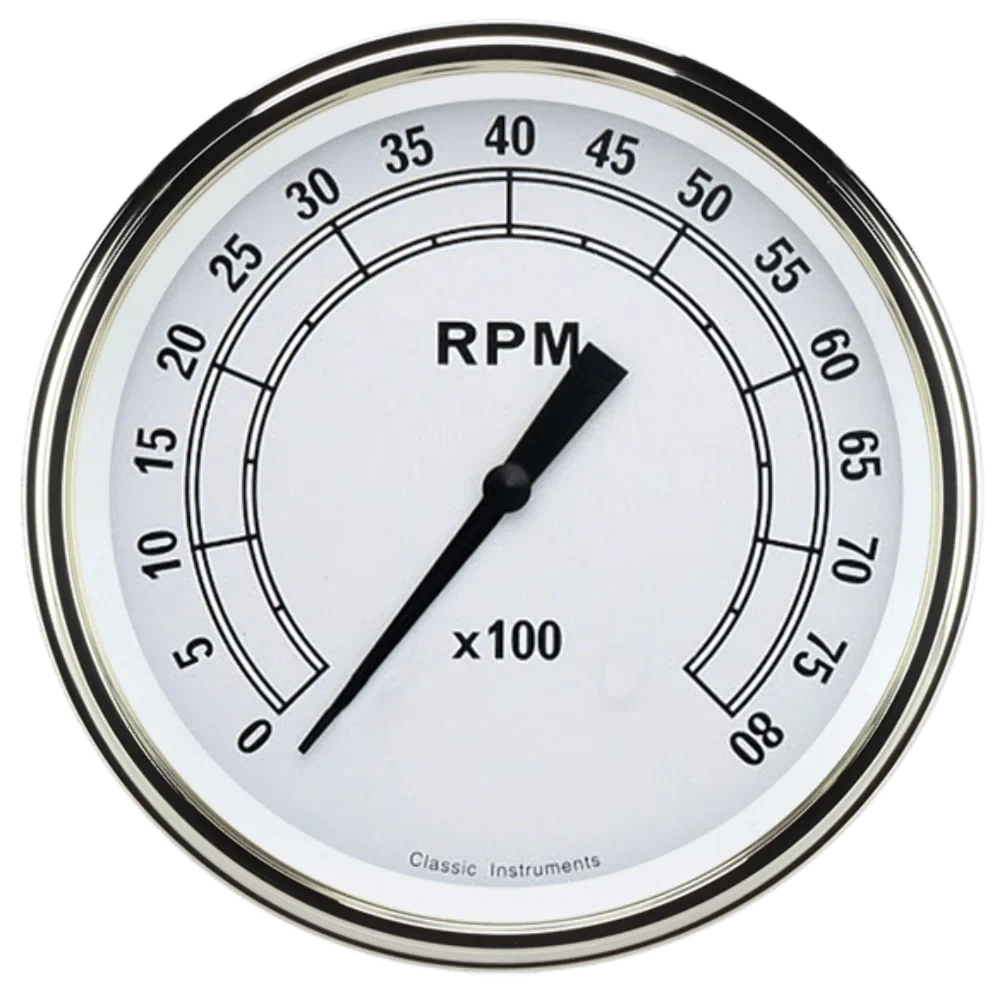 Classic White 4 5_8_ Tachometer CW71SLF